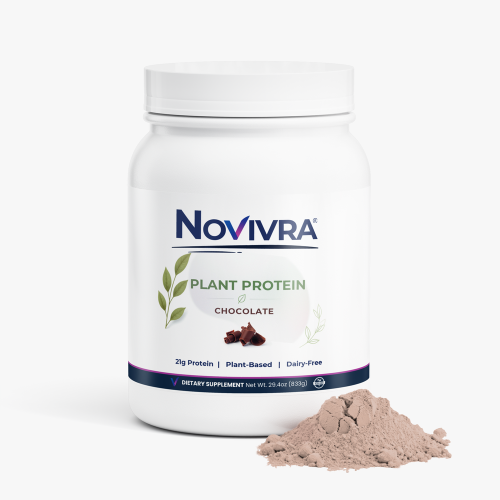 Novivra Plant Protein Powder Chocolate Vegan Dairy-Free 29.4oz Tub