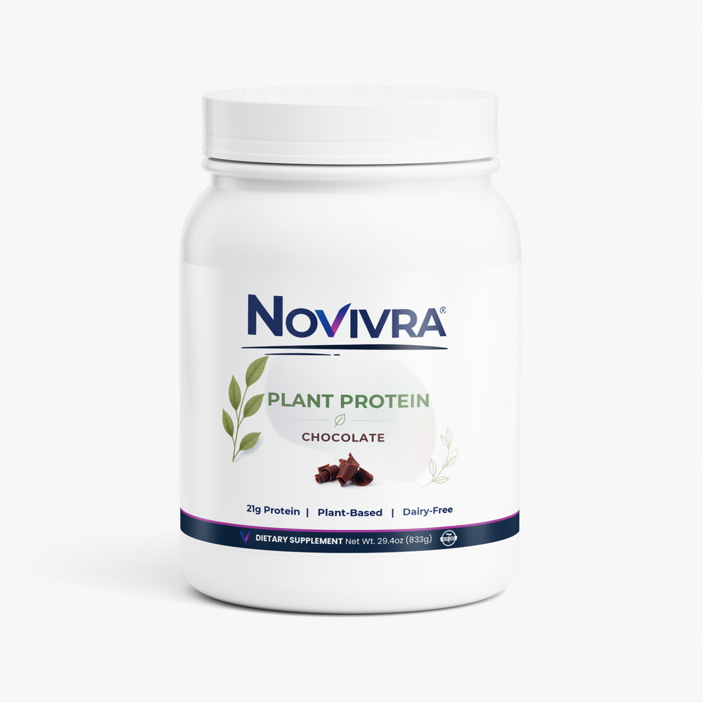 Novivra Plant Protein Powder Chocolate Vegan Dairy-Free 29.4oz Tub