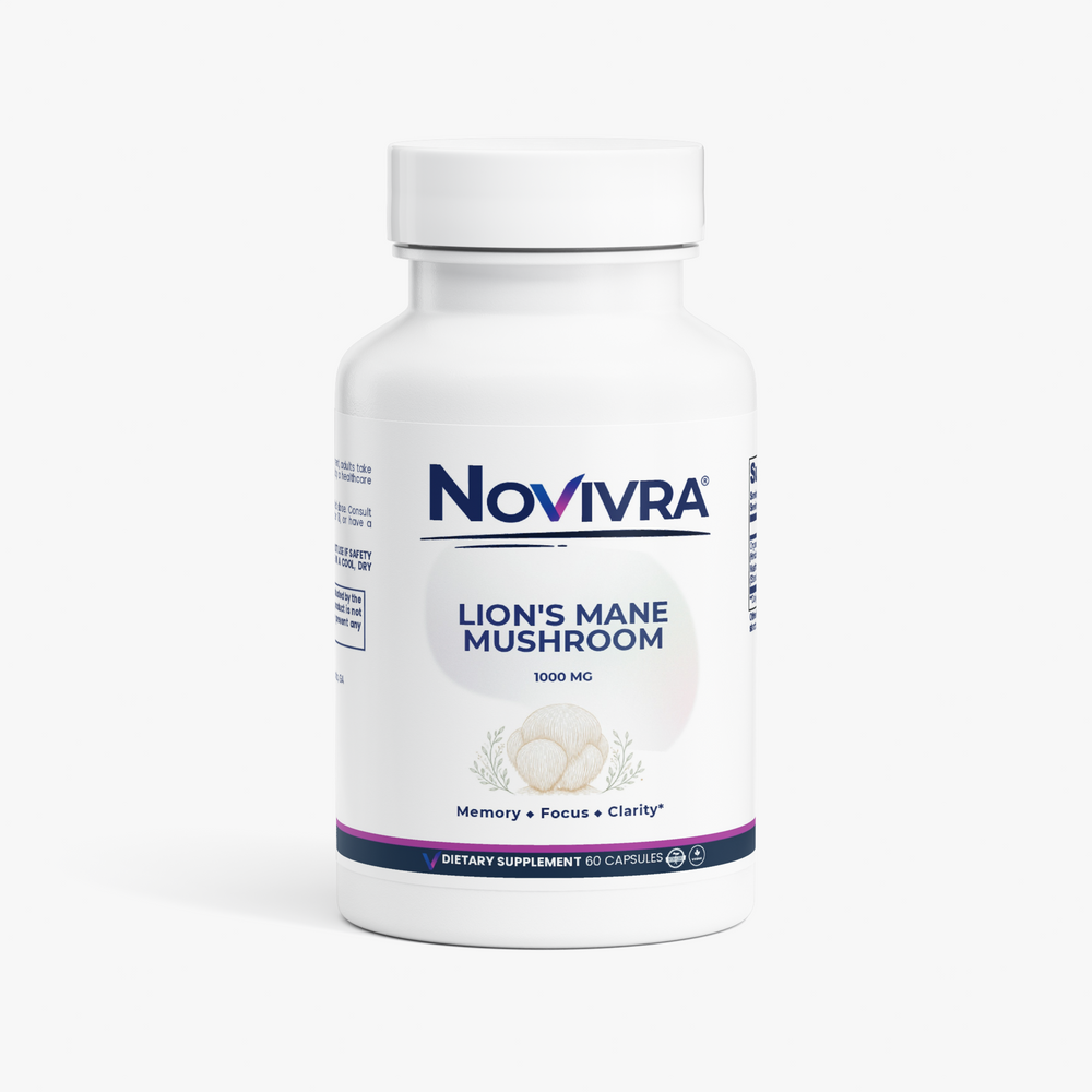 Novivra Organic Lions Mane Mushroom Focus Memory Brain Support 60 Capsules